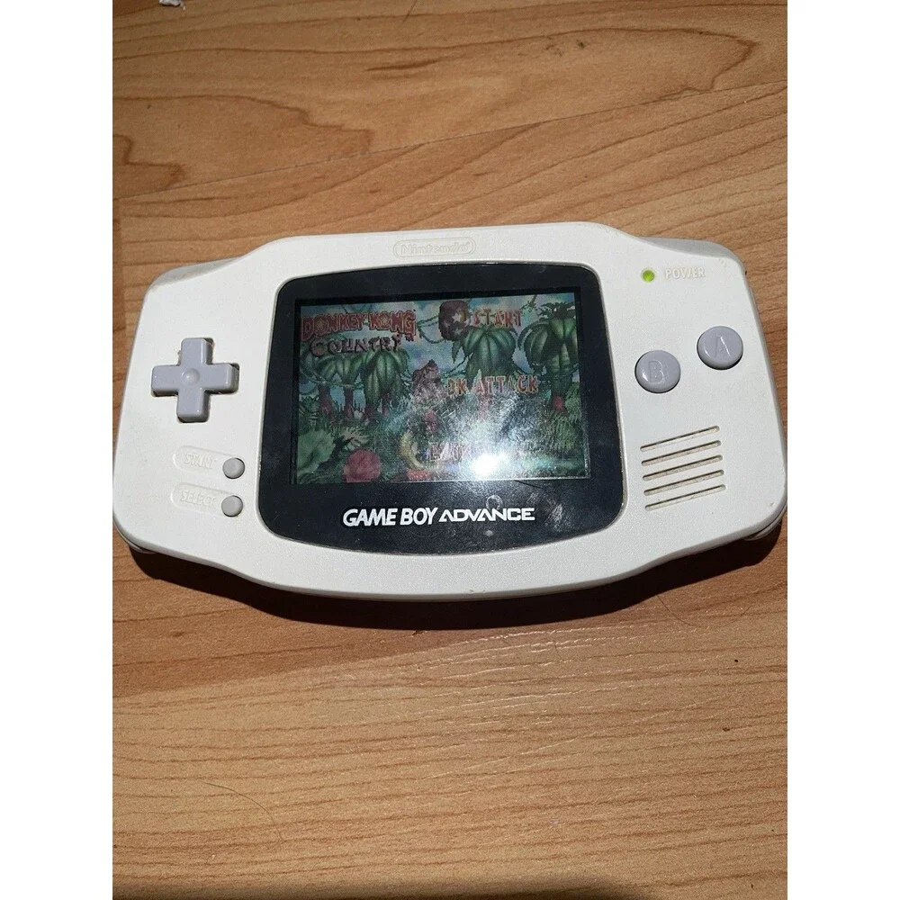 Nintendo Game Boy Advance White Console Bundle with Donkey Kong Country - Tested